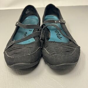 Skechers Womens Mary Jane Walking Flats 8.5 Black Comfort Strap Casual Everyday